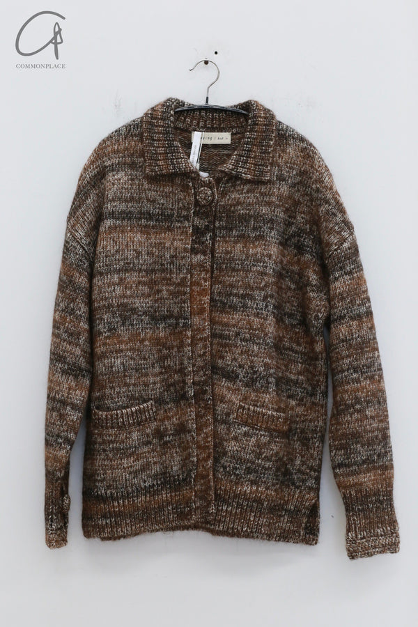 SWAYING 24 Autumn and Winter Mohair Gradient Cuffs Crochet Jacket SW-SW24AW1T95-HZ Flower Brown